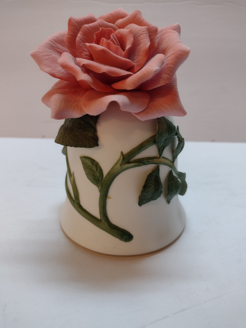 VTG 1983 The SoniaRose Bell By Jeanne Holgate Bone China Pink Rose Gold Trim